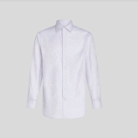 ETRO Men's White Paisley Jacquard Shirt NWOT
